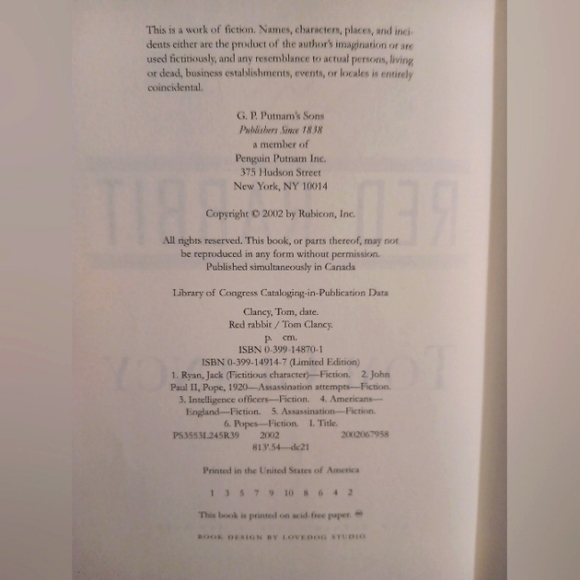 𝘛𝘰𝘮 𝘊𝘭𝘢𝘯𝘤𝘺 𝘙𝘦𝘥 𝘙𝘢𝘣𝘣𝘪𝘵 1𝘴𝘵 𝘌𝘋𝘐𝘛𝘐𝘖𝘕  𝘉𝘰𝘰𝘬 - Picture 5 of 13